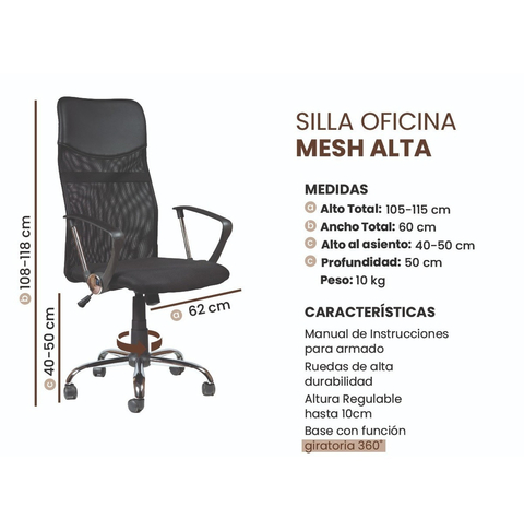 SILLA MESH ALTA GGB900
