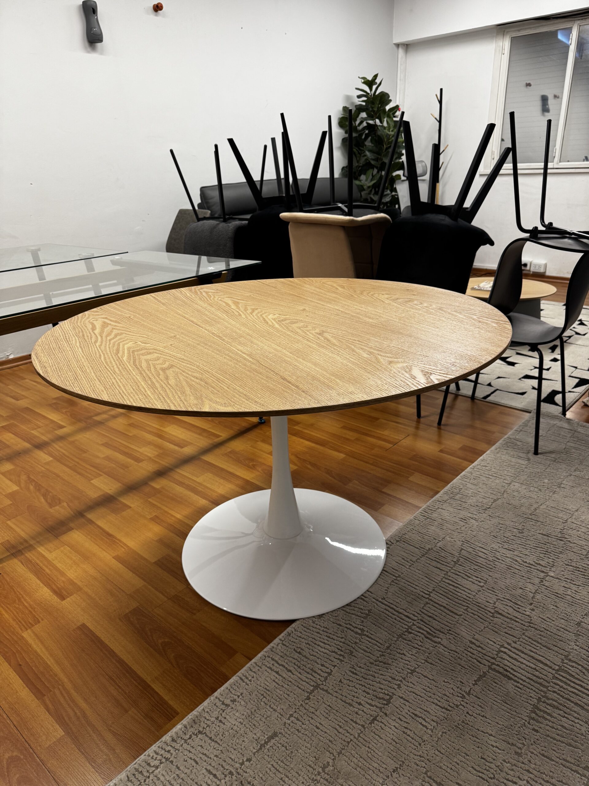 MESA TULIP TAPA MADERA 100 CM